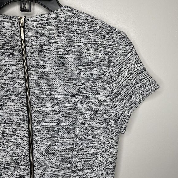 KARL LAGERFELD Dress Womens 2 Black White Tweed Woven Sheath Dress Short Sleeve - Picture 5 of 9
